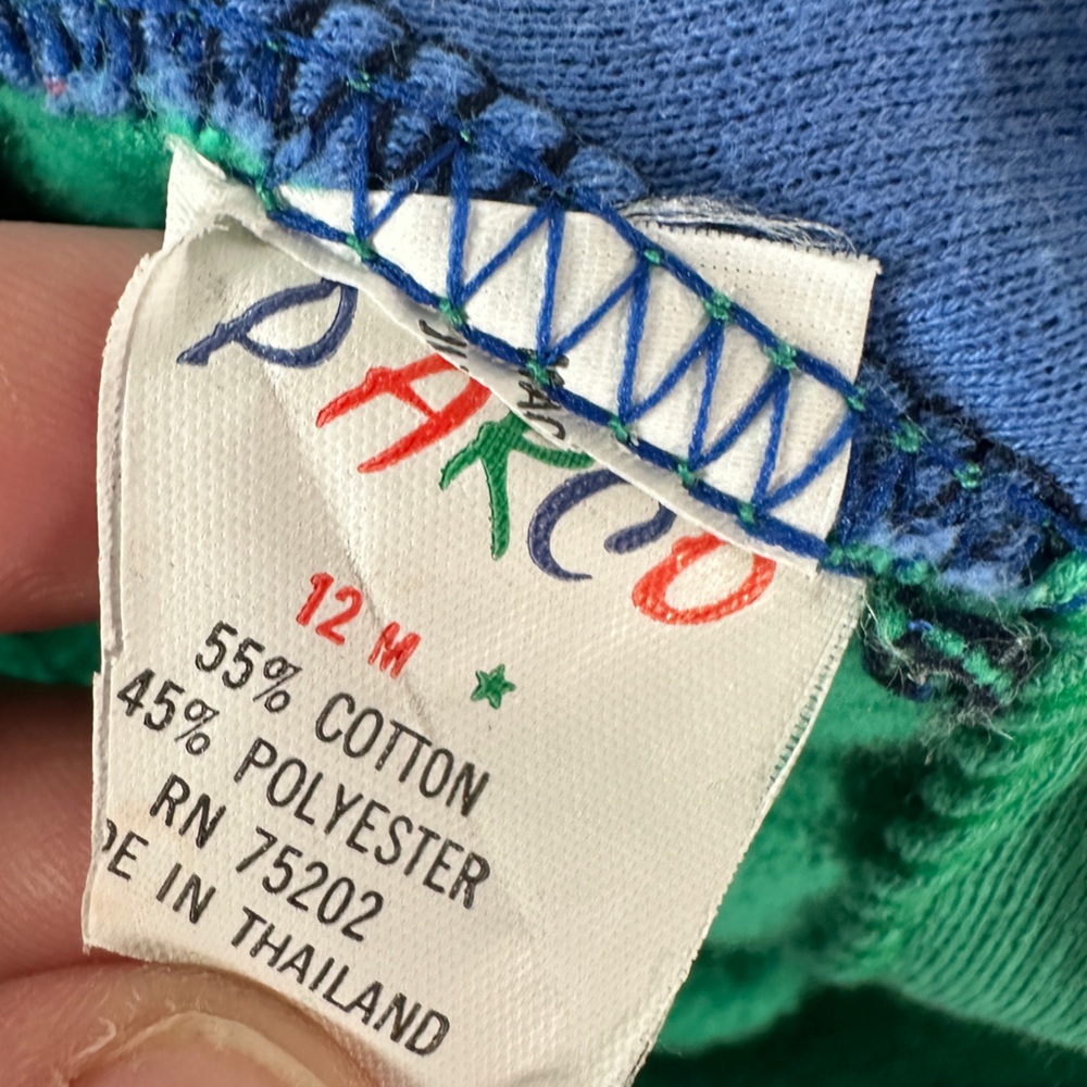 VTG Parco 12M Baby Collared Romper Unisex Geometric 80s 90s - Picture 4 of 10